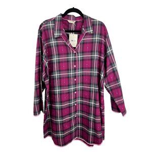 Cyberjammies NWT Natasha Dobby Checks Plaid Nightshirt Womens Size L
